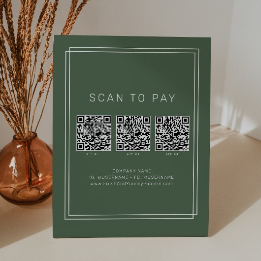 AVERY Dunkelgrüner Boho-Geschäfts-QR-Code-Scan zum Sockelschild