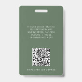 AVERY Dunkelgrünes Logo QR-Code Mitarbeiter-ID-Kar Ausweis (Rückseite)