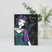 "Avery" Gothic Angel Bird Cage Postcard Postkarte (Stehend Vorderseite)