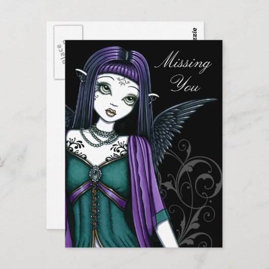 "Avery" Gothic Angel Bird Cage Postcard Postkarte (Vorne/Hinten)