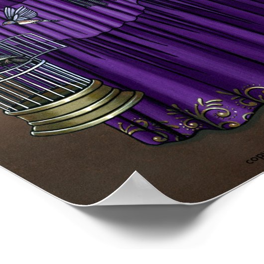 "Avery" Gothic Angel Bird Cage Poster (Ecke)