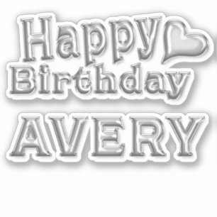Avery Happy Birthday silver Aufkleber Sticker