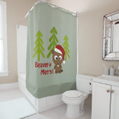 Avery Merry! Niedlicher Santa Beaver Duschvorhang (Beispiel)