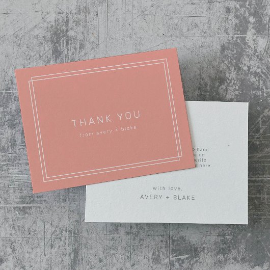 AVERY Minimal Blush Peach Coral Danke Karte