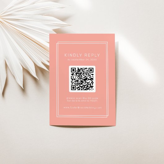 AVERY Minimal Blush Peach QR Code UAWG Wedding Begleitkarte