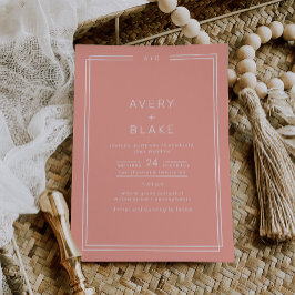 AVERY Minimal Blush Peach Soft Coral Wedding Einladung