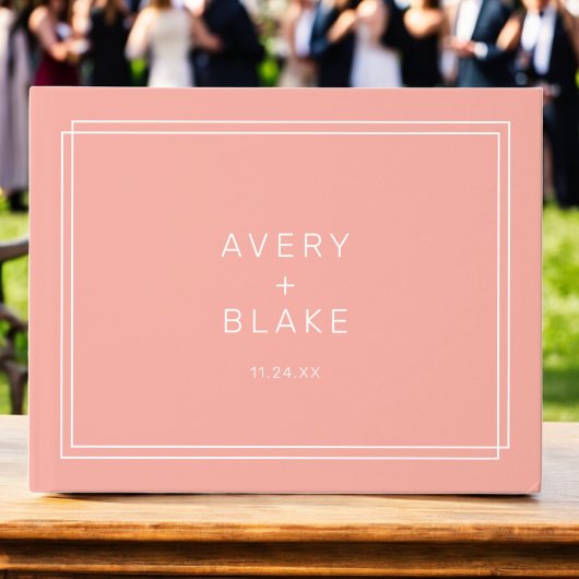 AVERY Minimal Blush Peach Soft Coral Wedding Gästebuch