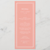 AVERY Minimal Blush Peach Soft Coral Wedding Menükarte (Vorderseite)