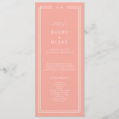 AVERY Minimal Blush Peach Soft Coral Wedding Programm (Vorderseite)