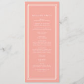 AVERY Minimal Blush Peach Soft Coral Wedding Programm (Rückseite)