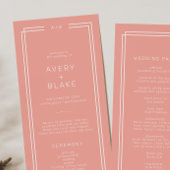 AVERY Minimal Blush Peach Soft Coral Wedding Programm