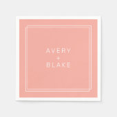 AVERY Minimal Blush Peach Soft Coral Wedding Serviette (Vorderseite)