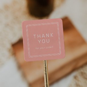 AVERY Minimal Blush Pfirsich Danke für Ihre Bestel Quadratischer Aufkleber
