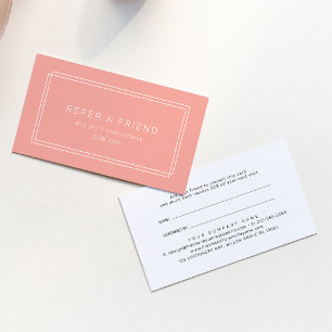 AVERY Minimal Blush Pfirsich Koralle Empfehle eine Empfehlungskarte