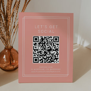 AVERY Minimal Blush Pfirsich Let's Get Social Medi Sockelschild