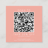 AVERY Minimal Blush Pfirsich Logo QR Code Danke Rabattkarte (Rückseite)