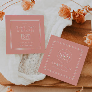 AVERY Minimal Blush Pfirsich Logo Teilen Vielen Da Quadratische Visitenkarte