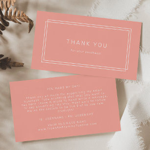 AVERY Minimal Blush Pfirsich Soft Coral Dankeschön Visitenkarte