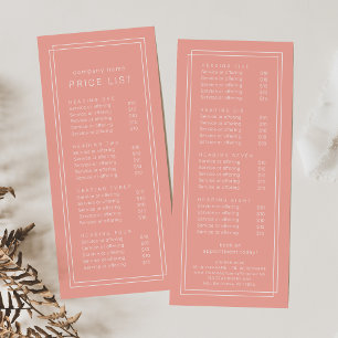 AVERY Minimal Blush Pfirsich Soft Coral Preisliste Werbekarte