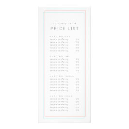AVERY Minimalist Coral and Teal Border Price List Werbekarte