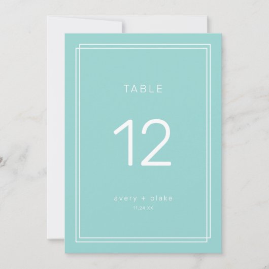 AVERY Minimalistisch Mint Green Wedding Tischnumme Einladung (Vorderseite)