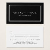 AVERY Modern Black Business Gift Certificate (Vorne & Hinten)