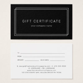 AVERY Modern Black Business Gift Certificate