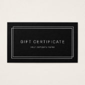 AVERY Modern Black Business Gift Certificate (Vorderseite)
