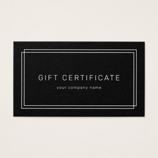 AVERY Modern Black Business Gift Certificate (Vorderseite)