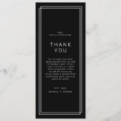 AVERY Modern Black Wedding Table Danke Karten (Vorderseite)