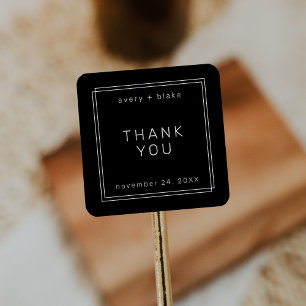 AVERY Modern Black Wedding Vielen Dank, dass Sie S Quadratischer Aufkleber