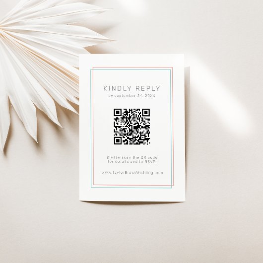 AVERY Modern Coral und Aquamarin QR Code UAWG Wedd Begleitkarte