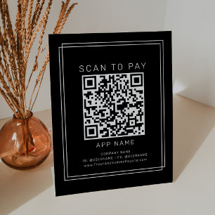 AVERY Modern Dark Black Geschäft Scannen zum Bezah Sockelschild