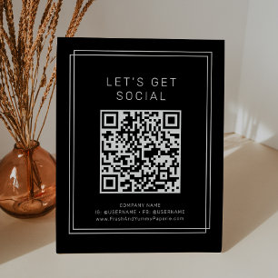 AVERY Modern Dark Black Let's Get Social Media Sockelschild