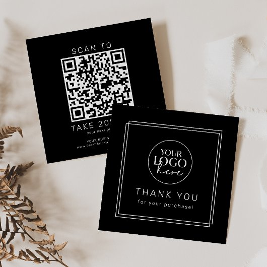 AVERY Modern Dark Black Logo QR-Code Danke Rabattkarte