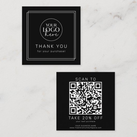 AVERY Modern Dark Black Logo QR-Code Danke Rabattkarte (Vorne/Hinten)