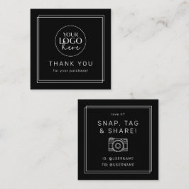 AVERY Modern Dark Black Logo Share Thank You Quadratische Visitenkarte