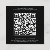 AVERY Modern Dark Black QR Code Leave A Review Quadratische Visitenkarte (Rückseite)