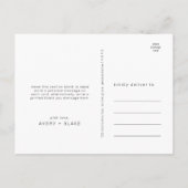 AVERY Modern Dark Black Wedding Vielen Dank Postkarte (Rückseite)