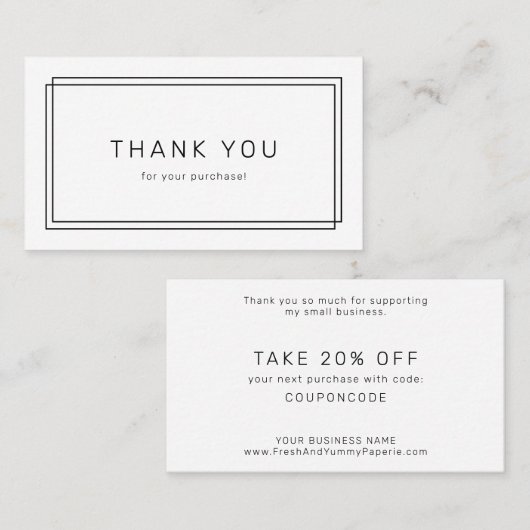 AVERY Modern Minimalist Business Thank You Rabattkarte (Vorne/Hinten)