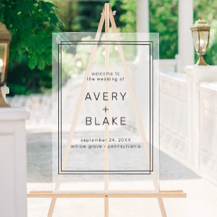 AVERY Modern Minimalistisch Wedding Welcome Acrylschild