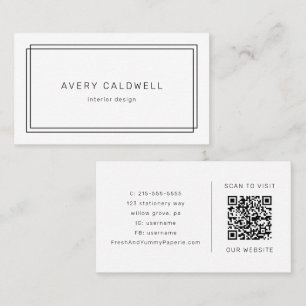 AVERY Modern minimalistischer Doppelrahmen-QR-Code Visitenkarte