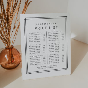 AVERY Moderne Minimal Business Services Preisliste Sockelschild