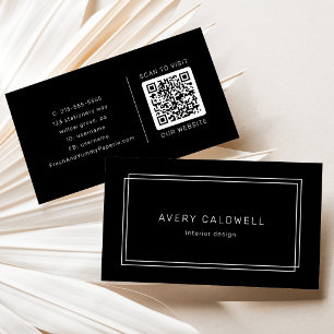 AVERY Moderne schwarze Doppelrahmen-QR-Code Visitenkarte