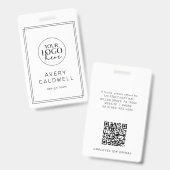 AVERY modernes minimalistisches Logo QR-Code Mitar Ausweis (Vorder- & Rückseite)