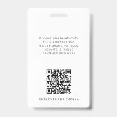 AVERY modernes minimalistisches Logo QR-Code Mitar Ausweis (Rückseite)
