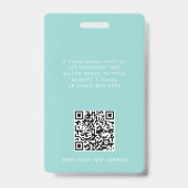AVERY Modernes Mint-Logo QR-Code Mitarbeiter-ID-Ka Ausweis (Rückseite)
