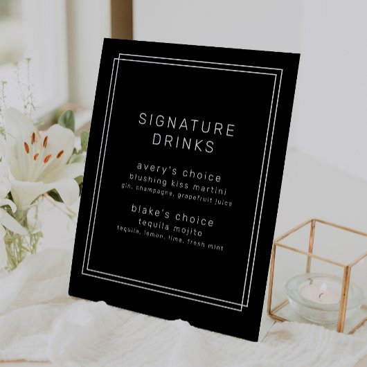 AVERY MOmoderner Black Wedding Signature Drinks Sockelschild