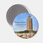 Avery Point Lighthouse, Connecticut Round Magnet (Vorderseite/Rückseite)