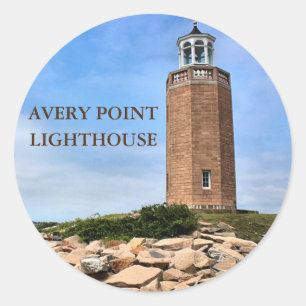 Avery Point Lighthouse, Connecticut Round Stickers